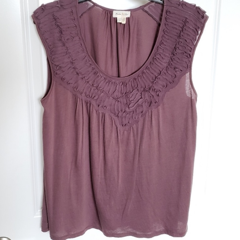 Anthropologie Meadow Rue Mauve Top. Cotton-Rayon Blend. - Picture 4 of 8